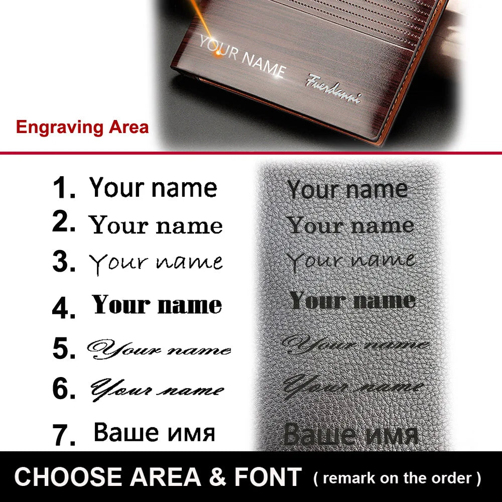 2022 New Customized Men Wallets Name Engraving High Quality Short Card Holder