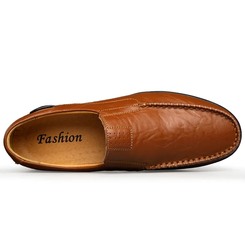 man shoes Genuine Leather Men Casual Shoes Breathable Slip on Driving Shoes Plus Size 37-46