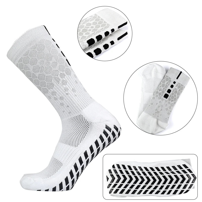 2023 New Men Football Socks Honeycomb Graphics Breathable Sports Anti Slip Grip Socks
