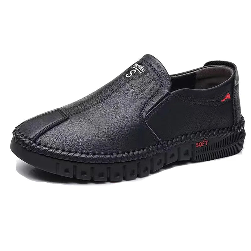 Men's Casual Shoes Autumn Brand Fashion Comfortable Leather Shoes for Men Soft Bottom Business Leather Slip-on Flat Shoes