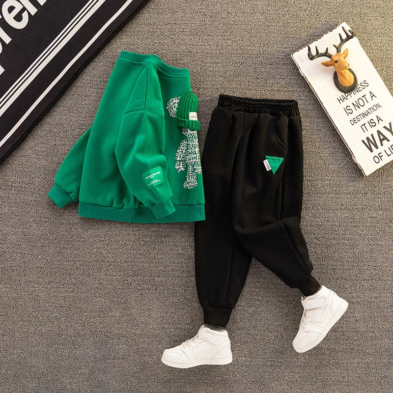 Boys Clothing Set Children Hooded Outerwear Tops Pants 2Pcs Outfits Kids Teenage Costume Suit Spring Autumn Trend