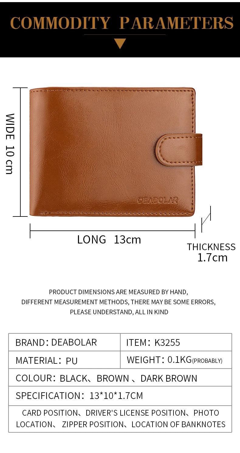High Capacity Men's Hasp Leather Wallet Multiple Card Slots Card Wallet