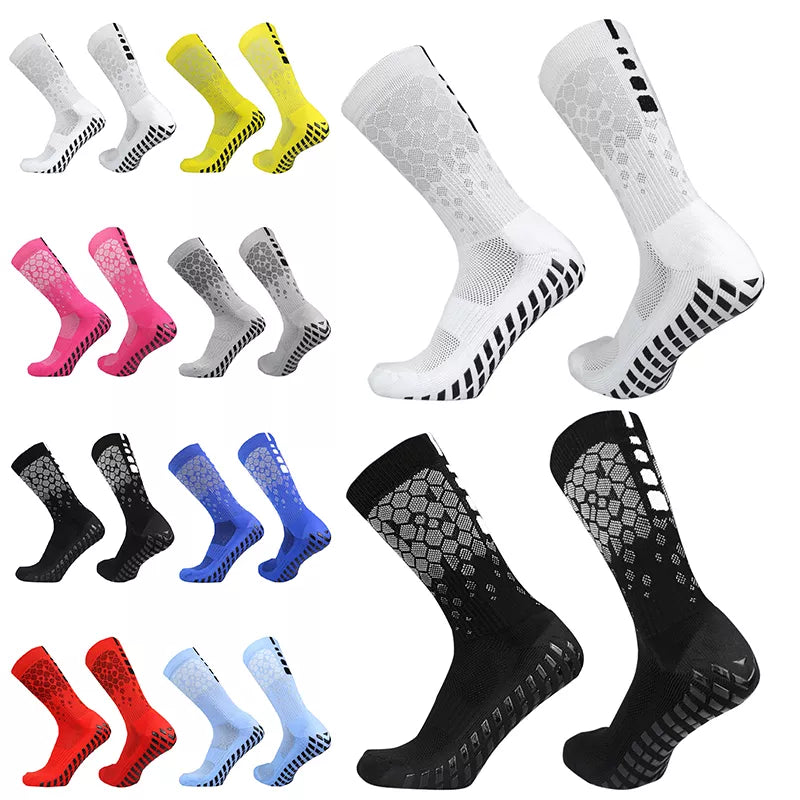 2023 New Men Football Socks Honeycomb Graphics Breathable Sports Anti Slip Grip Socks