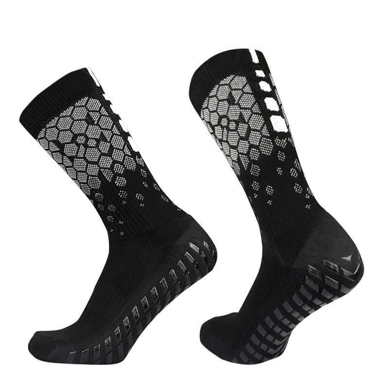 2023 New Men Football Socks Honeycomb Graphics Breathable Sports Anti Slip Grip Socks