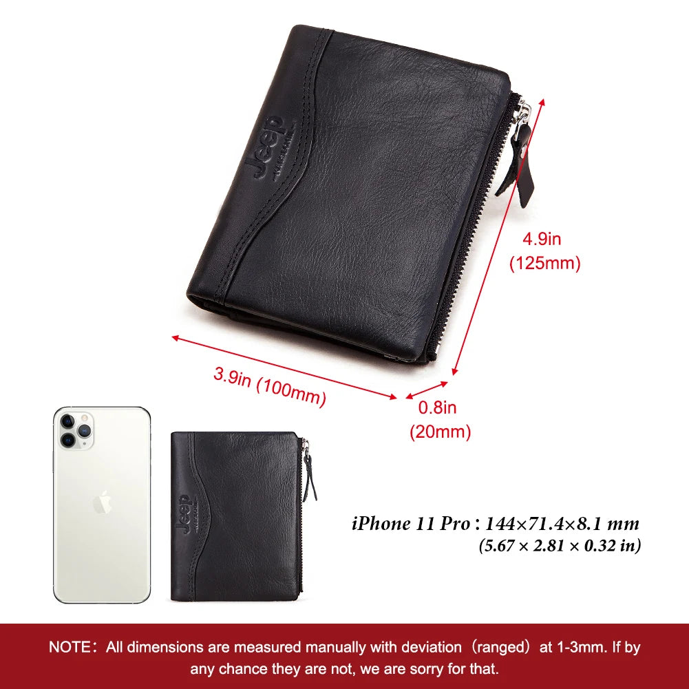 Top Quality Genuine Cow Leather Wallet Men Hasp Design