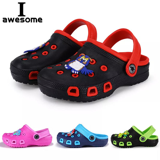 Children Mules Clogs Kids Summer Garden Cute Cartoons Shoes Girl Boy Beach Shoes Candy Color Hole Baby Shoes Sandals