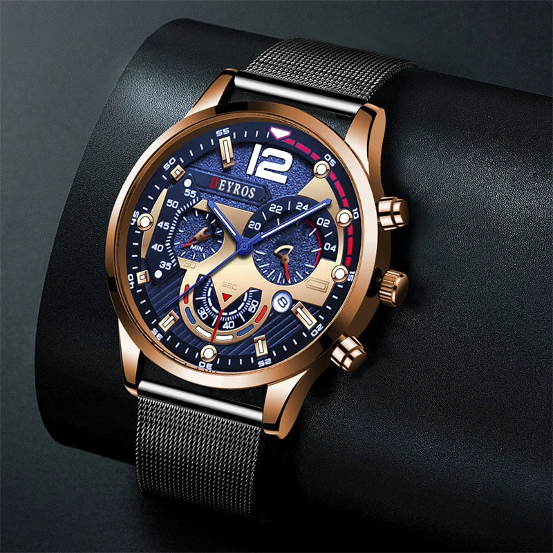 Top Brand Men Watch Luxury Gold Stainless Steel Mesh Belt Quartz Watches