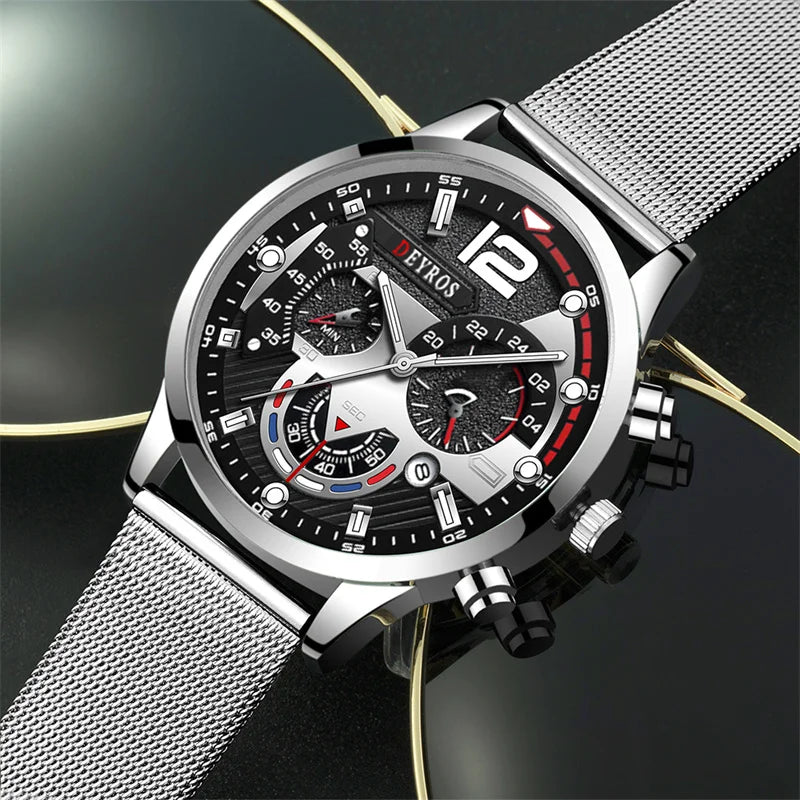 Top Brand Men Watch Luxury Gold Stainless Steel Mesh Belt Quartz Watches