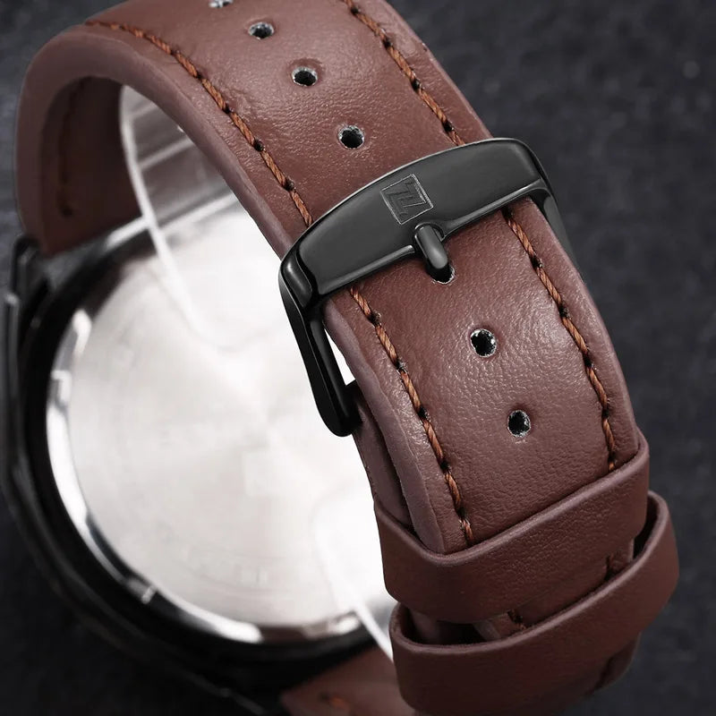 New Fashion Men Military Sports Quartz Leather Strap Watch