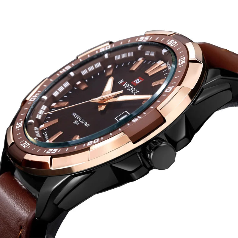 New Fashion Men Military Sports Quartz Leather Strap Watch