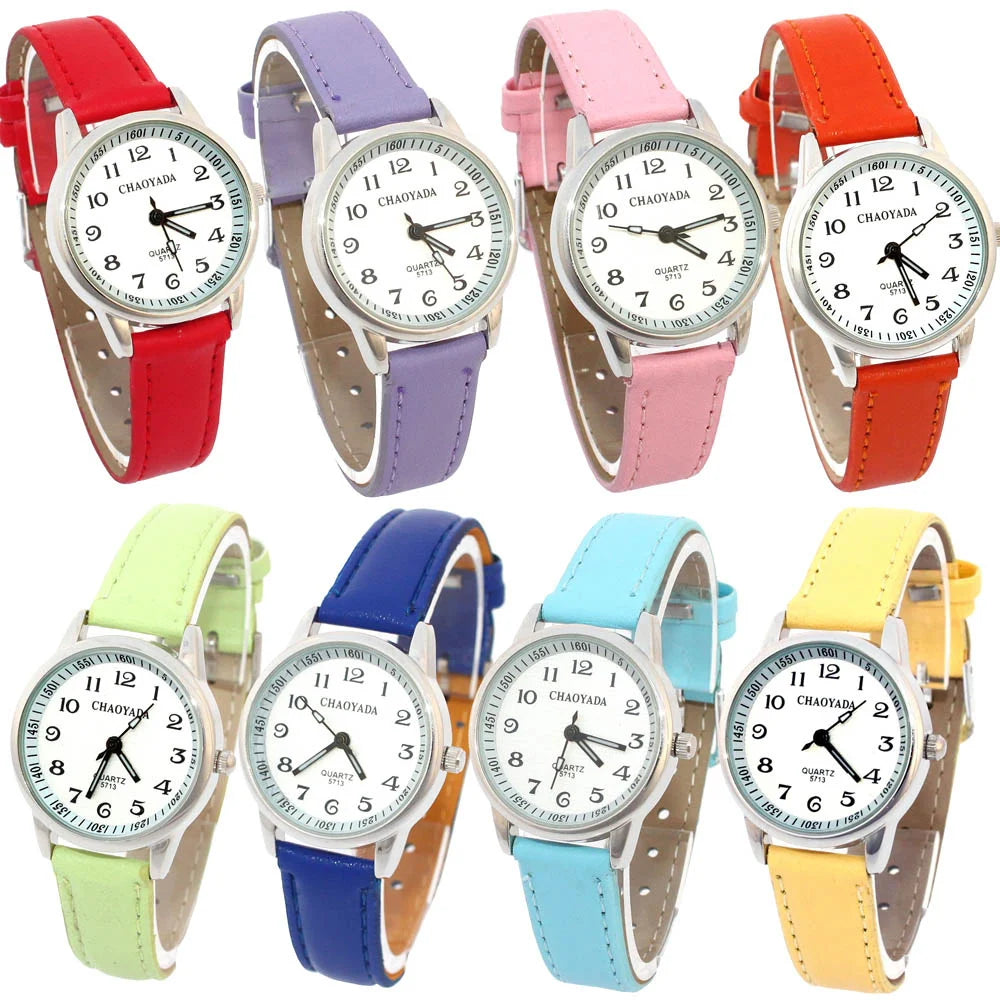 Chaoyada child Quartz Watches Girl Leather Strap