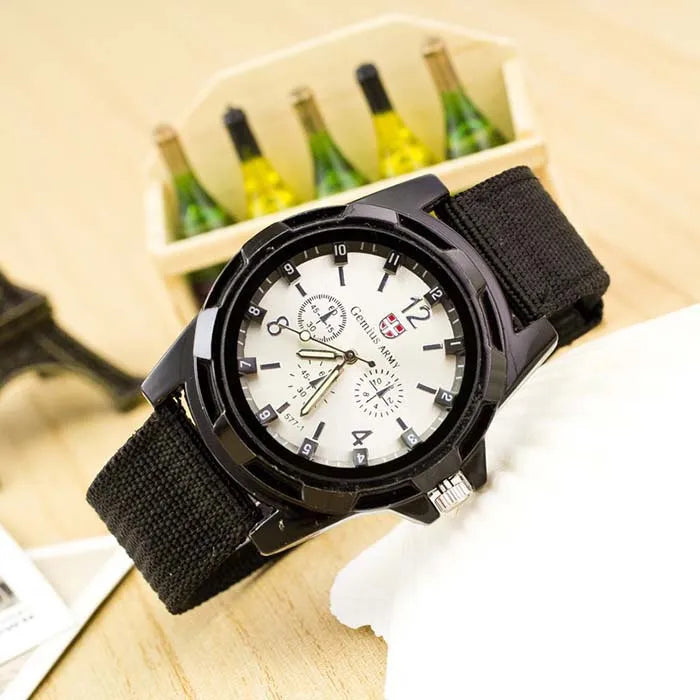 New Famous Brand Men Quartz Watch Military Canvas Strap Fabric