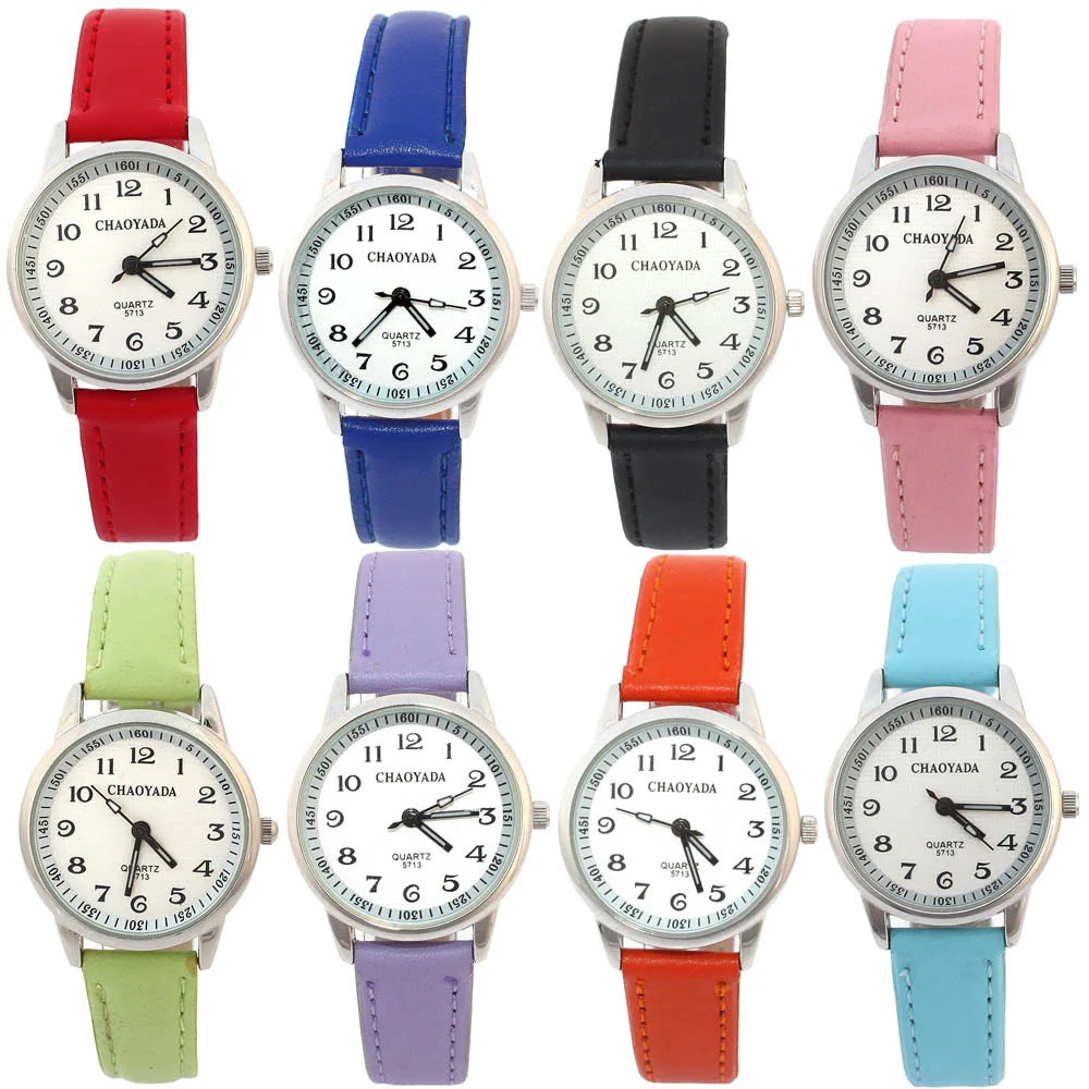 Chaoyada child Quartz Watches Girl Leather Strap