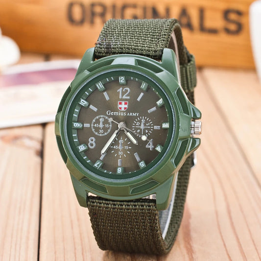 New Famous Brand Men Quartz Watch Military Canvas Strap Fabric