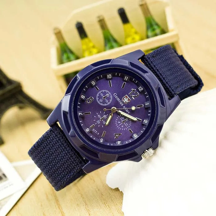 New Famous Brand Men Quartz Watch Military Canvas Strap Fabric