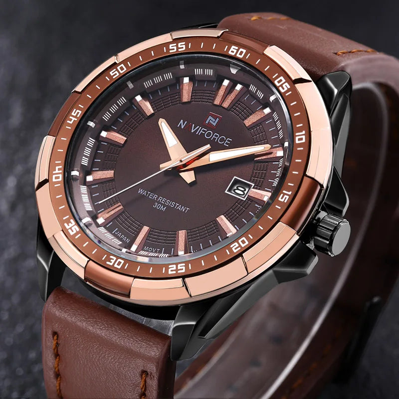 New Fashion Men Military Sports Quartz Leather Strap Watch