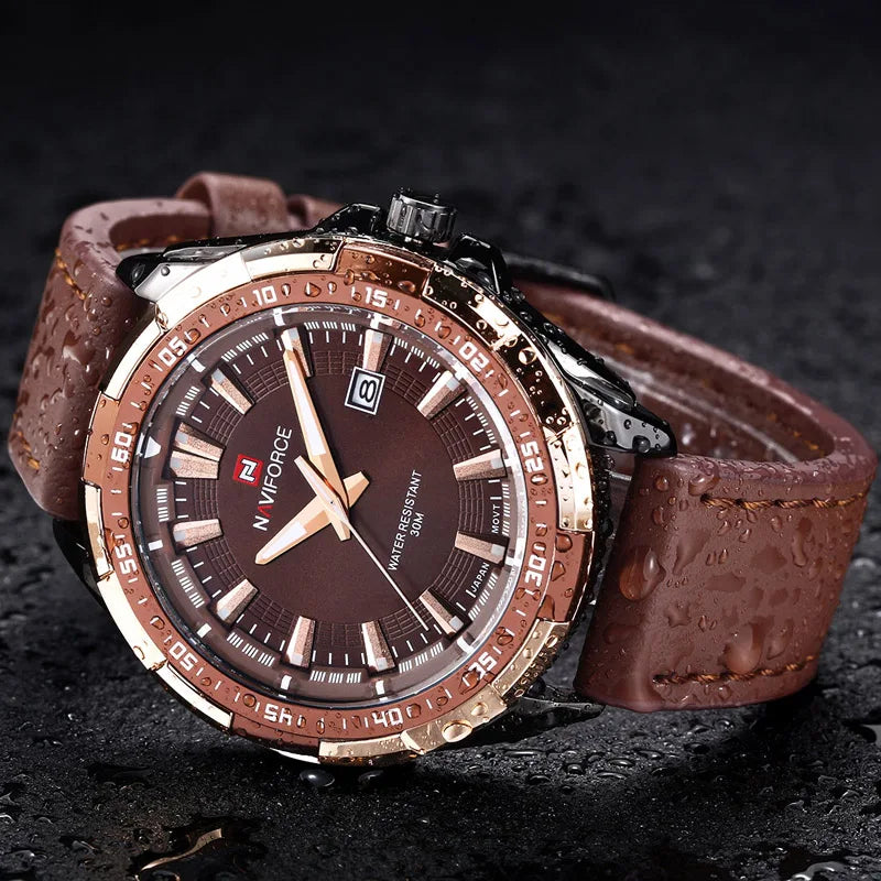 New Fashion Men Military Sports Quartz Leather Strap Watch