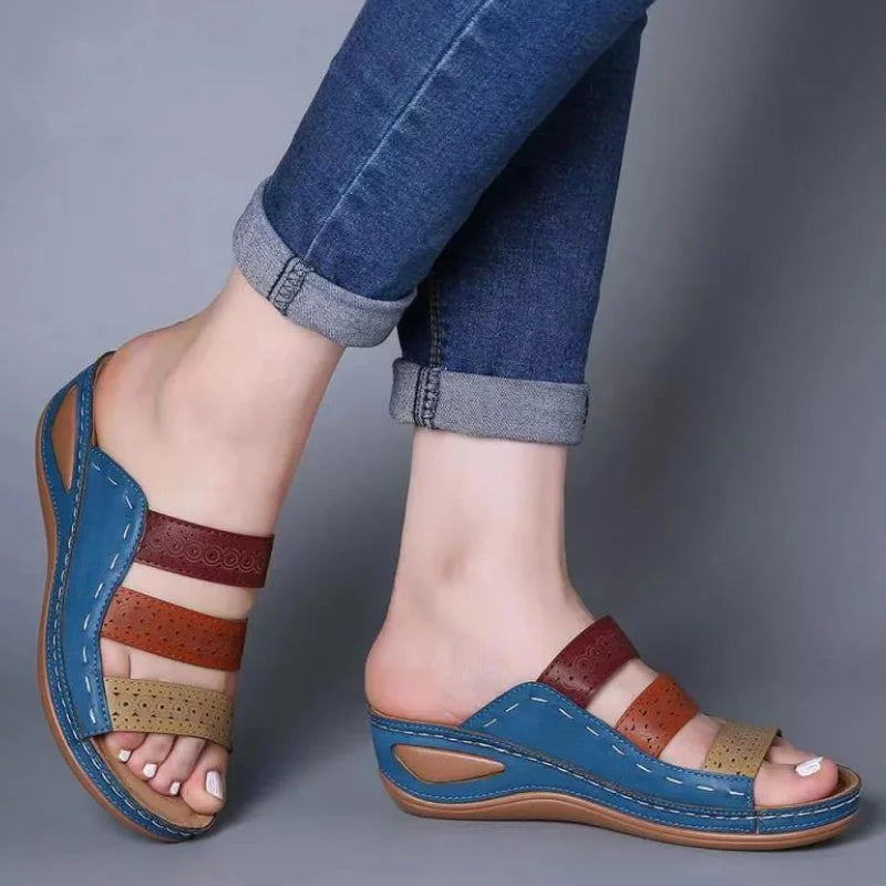 New Women Sandals Slide Stitching Female Sandals Comfortable Flat Sandals Women Open Toe Beach Shoes