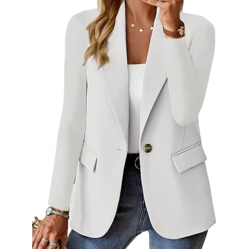 Office Elegant Blazer For Women Casual Solid Long Sleeve