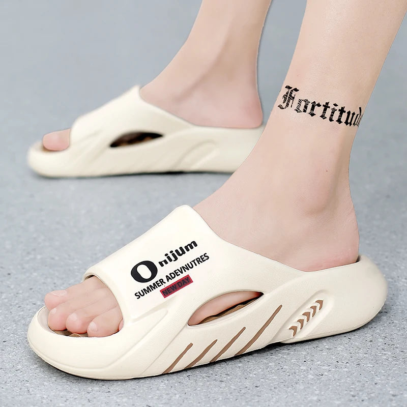 2024 New Men Massage Slippers Slides Indoor Outdoor Sandals Beach Casual Shoes Comfortable Sole Men's Slippers