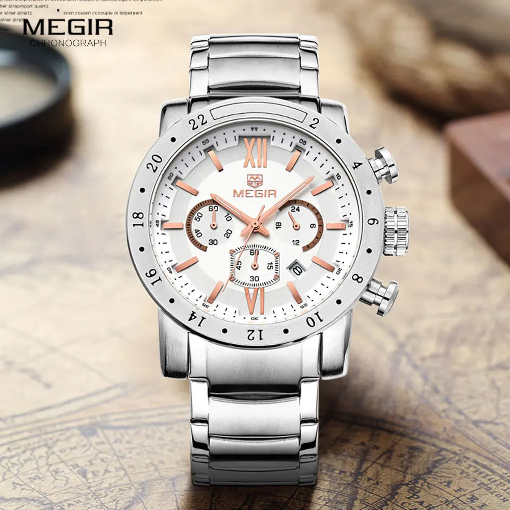 Megir fashion quartz watch for man waterproof luminous wrist watch