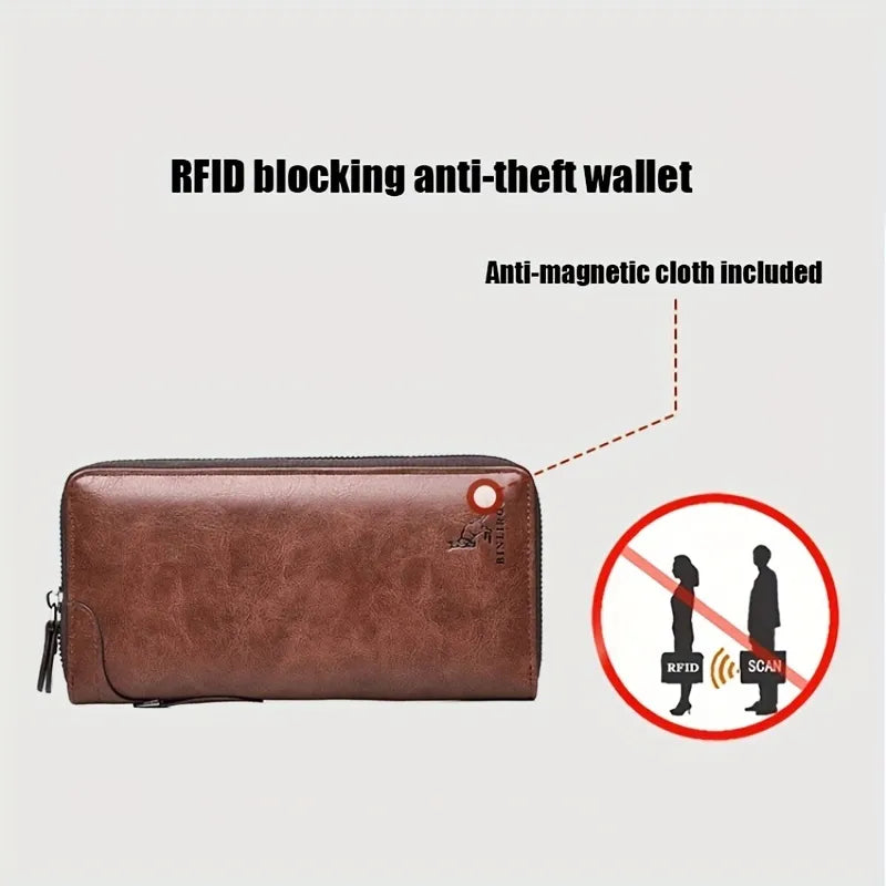 Men's Long Zipper Wallet High Quality Leather Wallet For Men