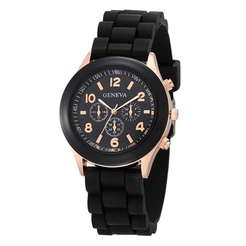 GENEVA Brand Women Watches 2023 New Fashion Ladies Quartz Wrist Watch Rubber Strap Simple Casual Watches for Women Reloj Mujer