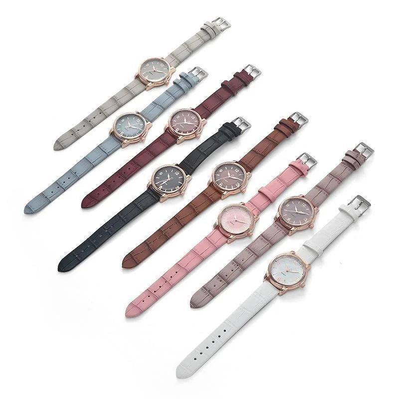 Leather Strap Ladies Watch Polygon Glass Luxury Quartz Watch