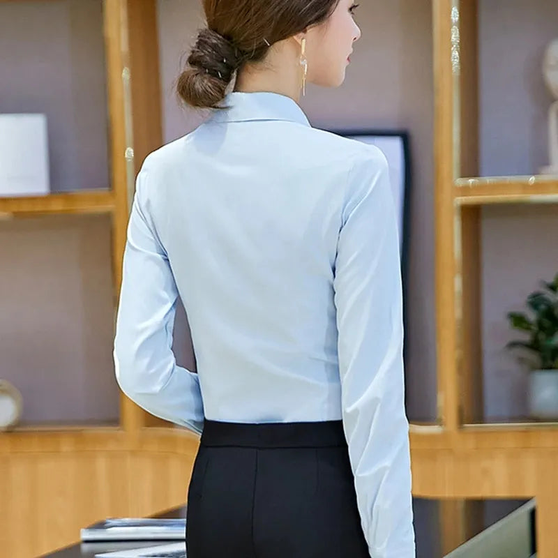 Elegant Women Shirts Long Sleeve Blouse Office Lady business