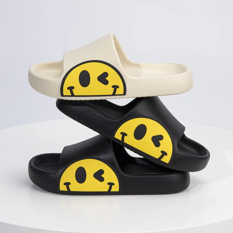 Smile Face Women Cloud Slippers Thick Platform Summer Beach Soft Sole Slide Sandals