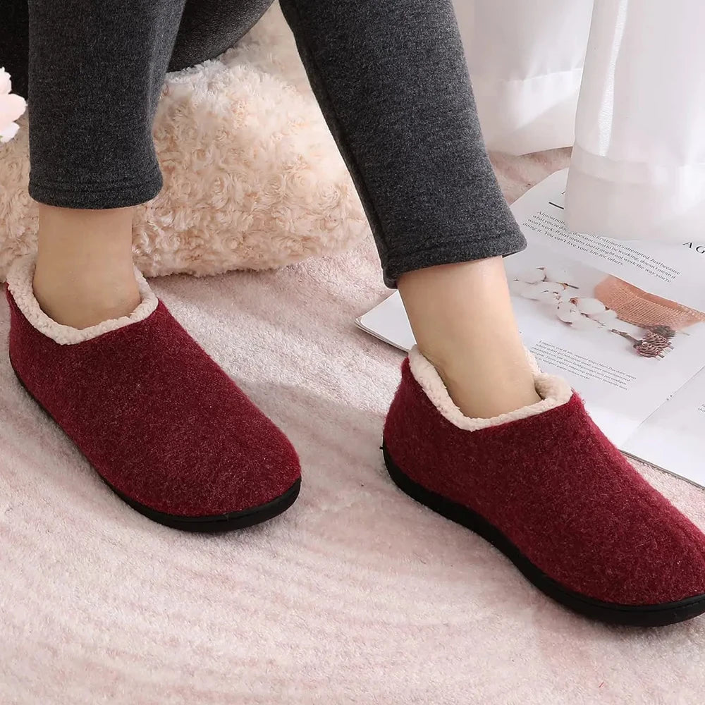 Comwarm Warm Cotton Slippers For Women Winter Short Plush House Slippers Anti slip Soft Warm Home Fur Shoes Indoor Fluffy Slides