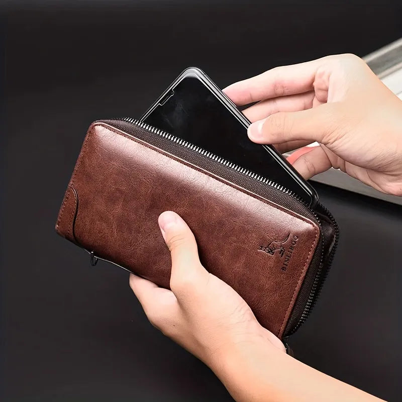 Men's Long Zipper Wallet High Quality Leather Wallet For Men