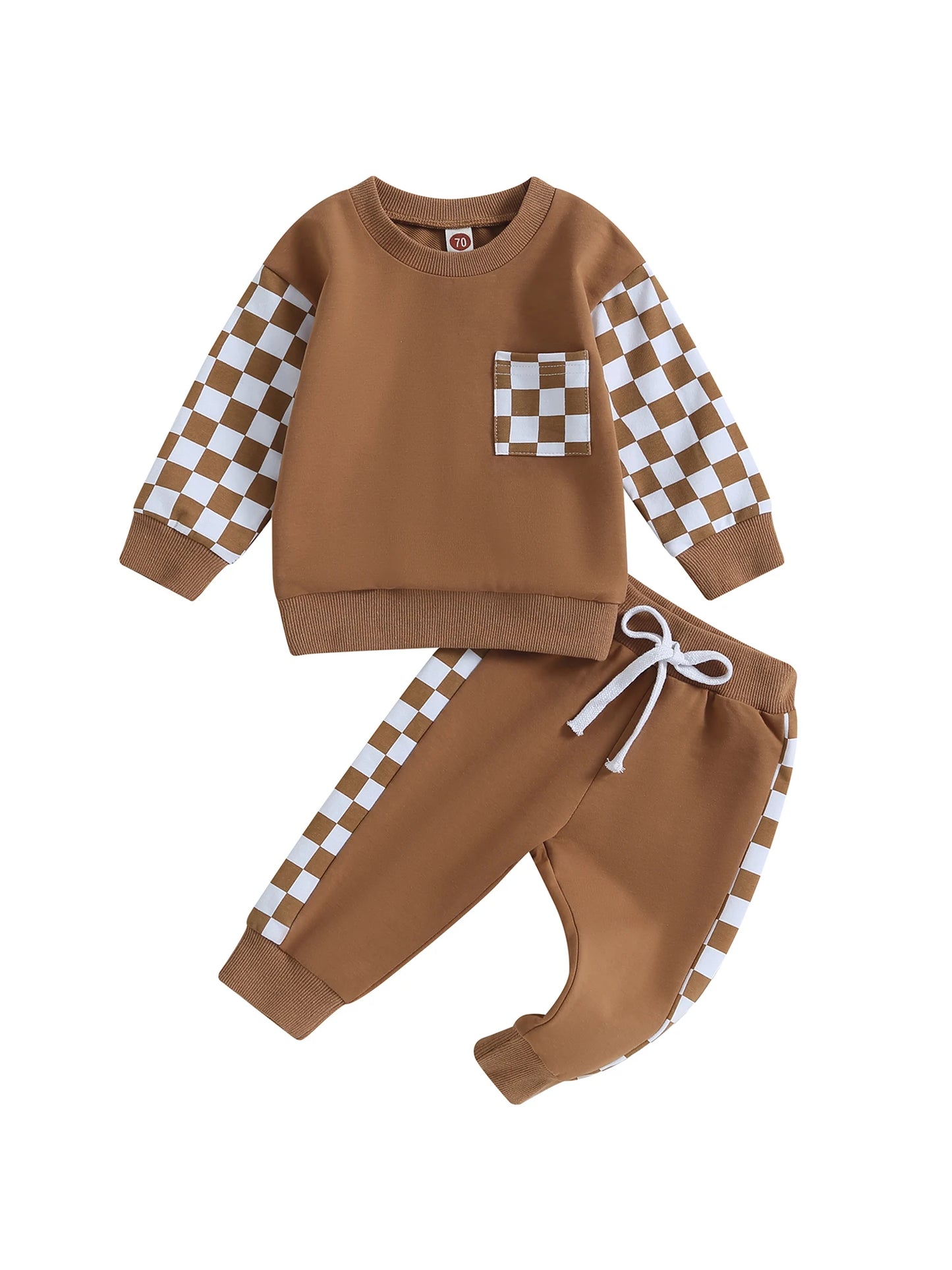 Adorable 2-Piece Toddler Boy s Outfit with Raglan Lattice Top and Drawstring Pants - Perfect for Newborns and Infants from 0-3T