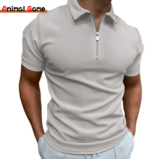 Summer Men's Solid Color Polo Shirt Short Sleeve