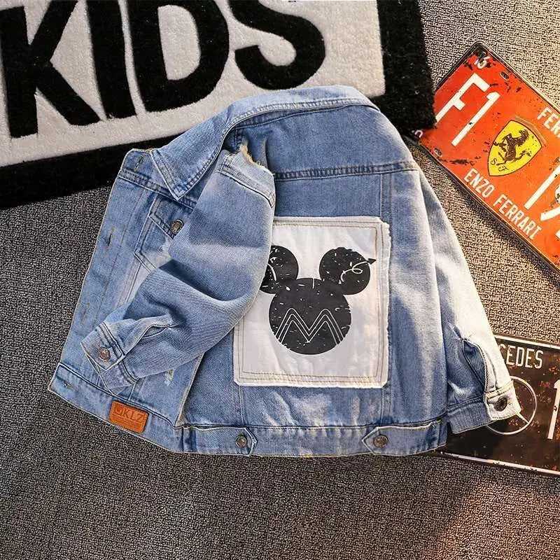 Mickey Denim Jacket Fashion Coats Children Clothing Autumn Baby Girls Clothes Outerwear Cartoon Jean Jackets Coat