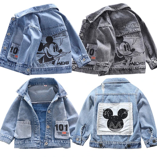 Mickey Denim Jacket Fashion Coats Children Clothing Autumn Baby Girls Clothes Outerwear Cartoon Jean Jackets Coat