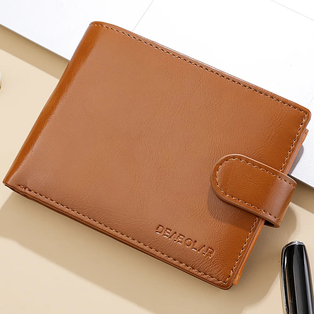 High Capacity Men's Hasp Leather Wallet Multiple Card Slots Card  Wallet