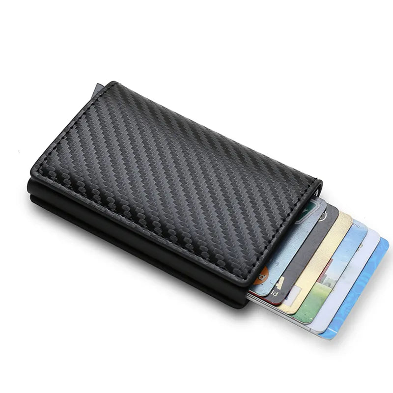 Carbon Fiber Credit Card Holder Wallets Trifold Leather