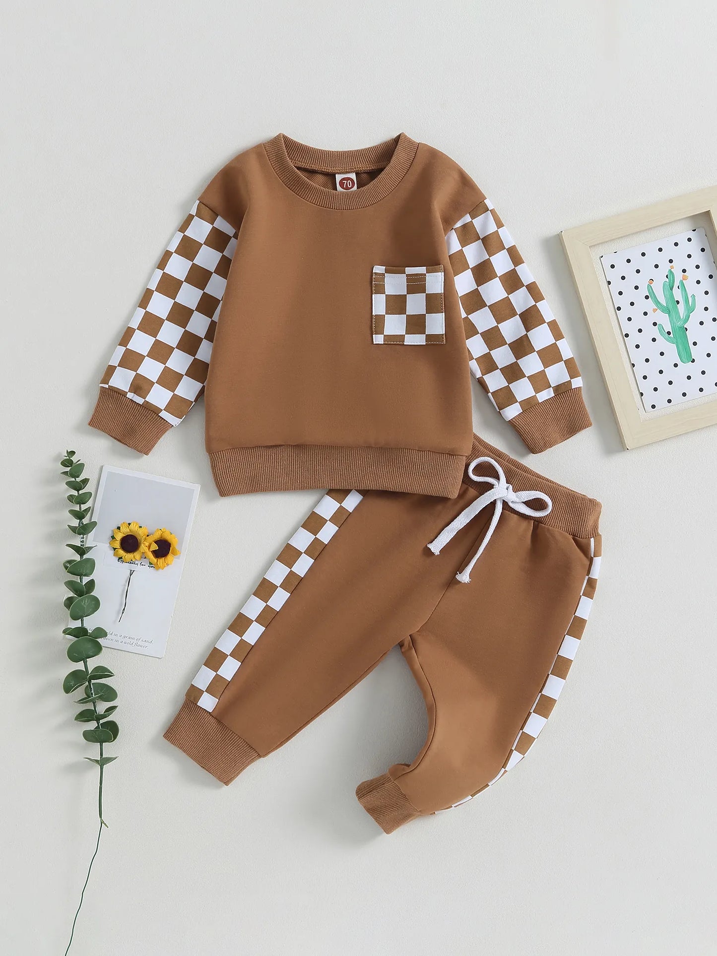 Adorable 2-Piece Toddler Boy s Outfit with Raglan Lattice Top and Drawstring Pants - Perfect for Newborns and Infants from 0-3T