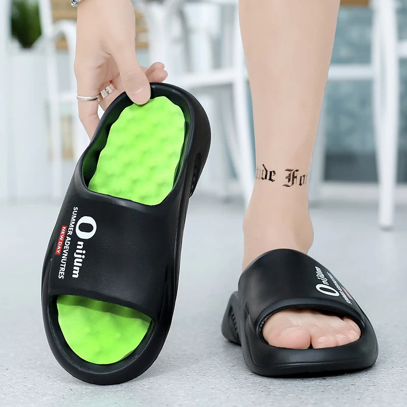 2024 New Men Massage Slippers Slides Indoor Outdoor Sandals Beach Casual Shoes Comfortable Sole Men's Slippers