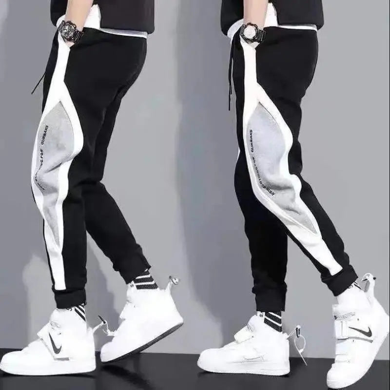 Men Jogging Fitness Pants Elastic Waist Windproof Tie-Foot Casual Baggy All-Match Trousers