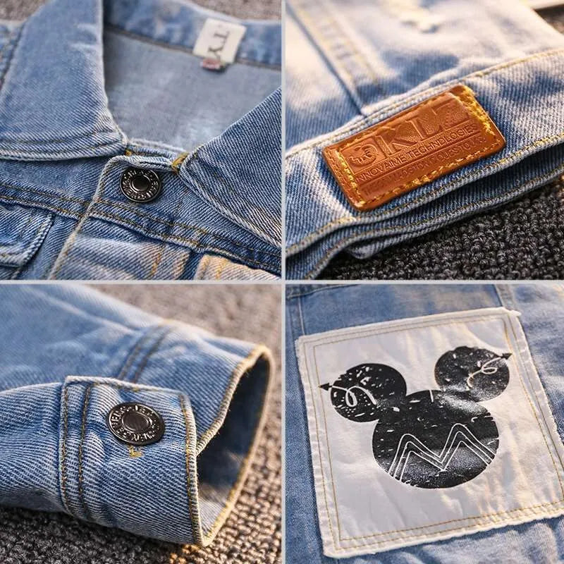 Mickey Denim Jacket Fashion Coats Children Clothing Autumn Baby Girls Clothes Outerwear Cartoon Jean Jackets Coat