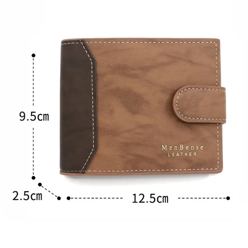 Men Wallets Slim Card Holder Quality PU Leather Small Photo Holder 3-fold