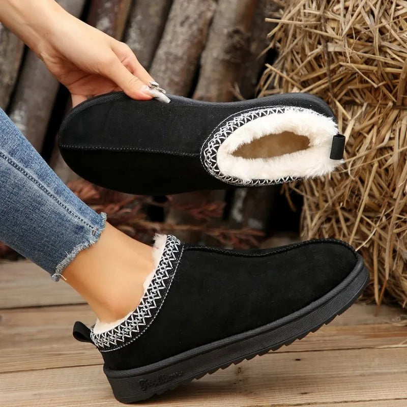 Chelsea Ankle Snow Boots Women Winter Fur Short Plush Warm Slippers