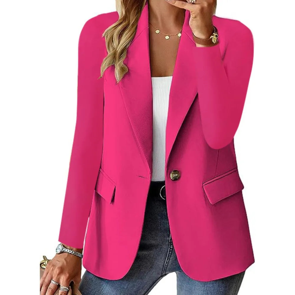 Office Elegant Blazer For Women Casual Solid Long Sleeve