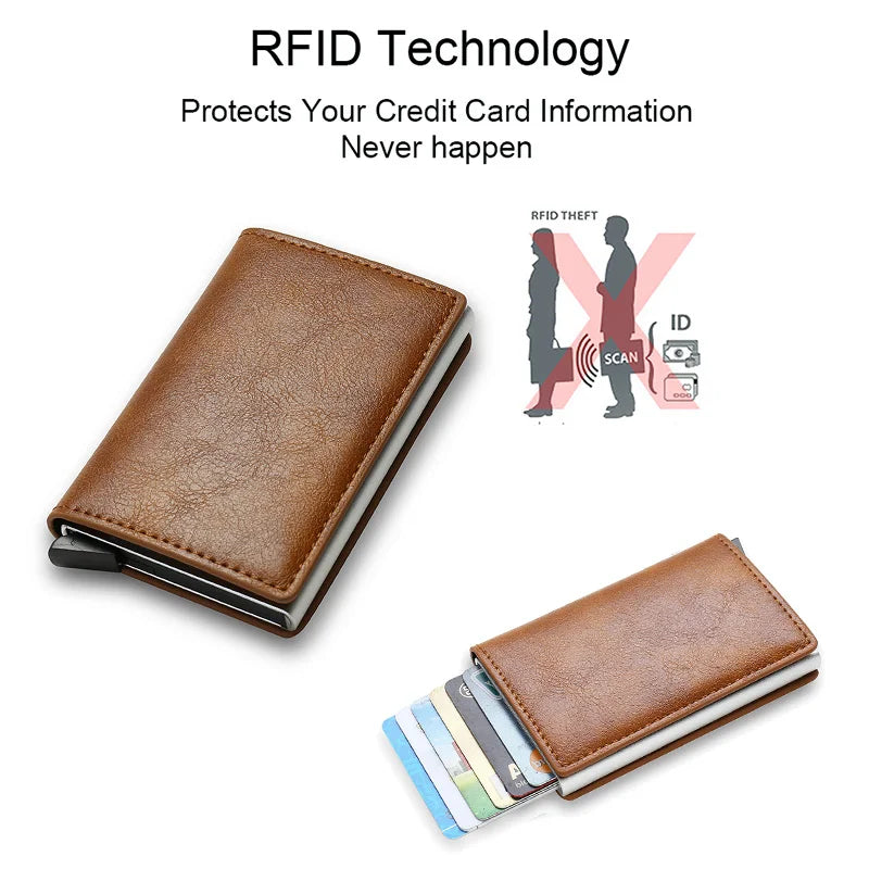 Carbon Fiber Credit Card Holder Wallets Trifold Leather