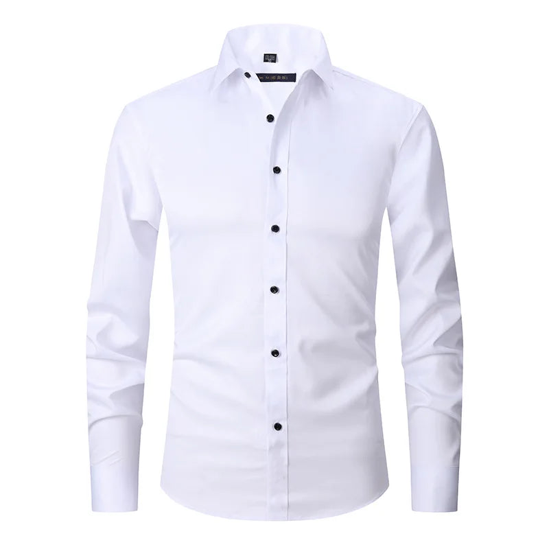 New High Quality Men's Shirt Long Sleeve Fashion No Iron Business Casual