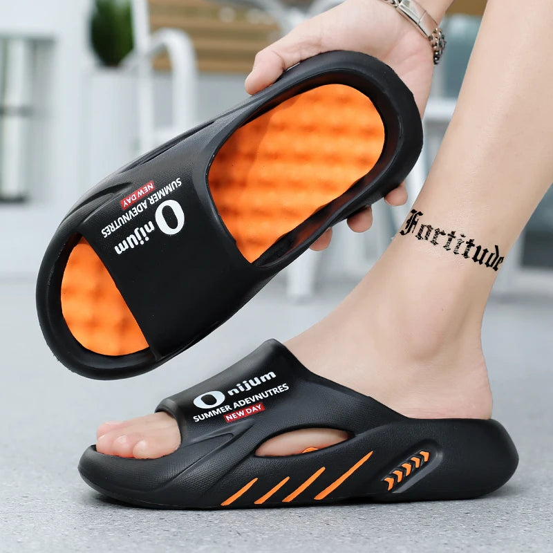 2024 New Men Massage Slippers Slides Indoor Outdoor Sandals Beach Casual Shoes Comfortable Sole Men's Slippers