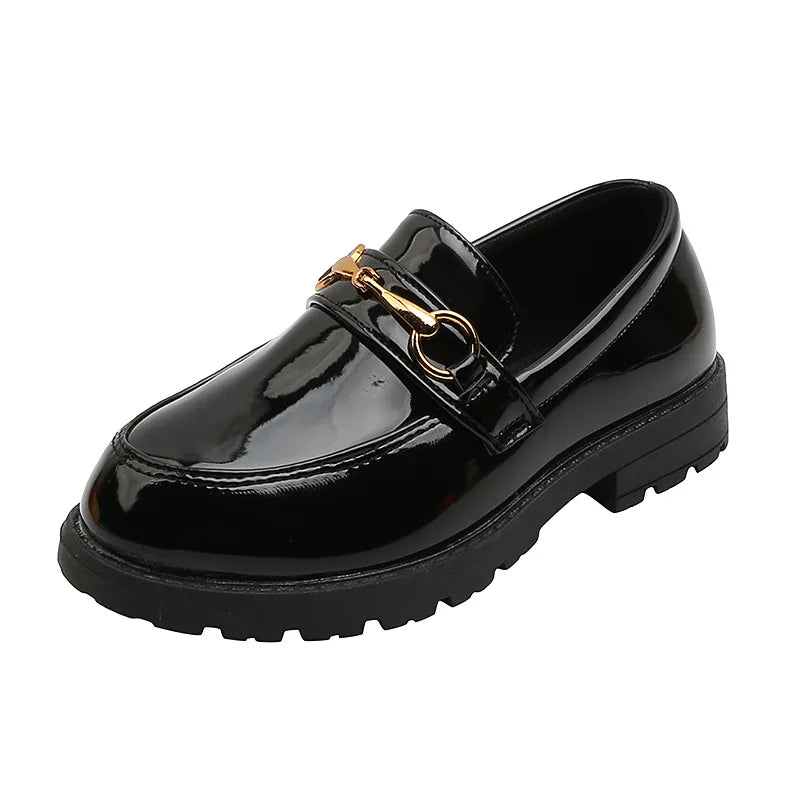 Black Children Leather Shoes for Boys Casual Loafers Kids Soft Bottom Student Stage Performance Leather Moccasins