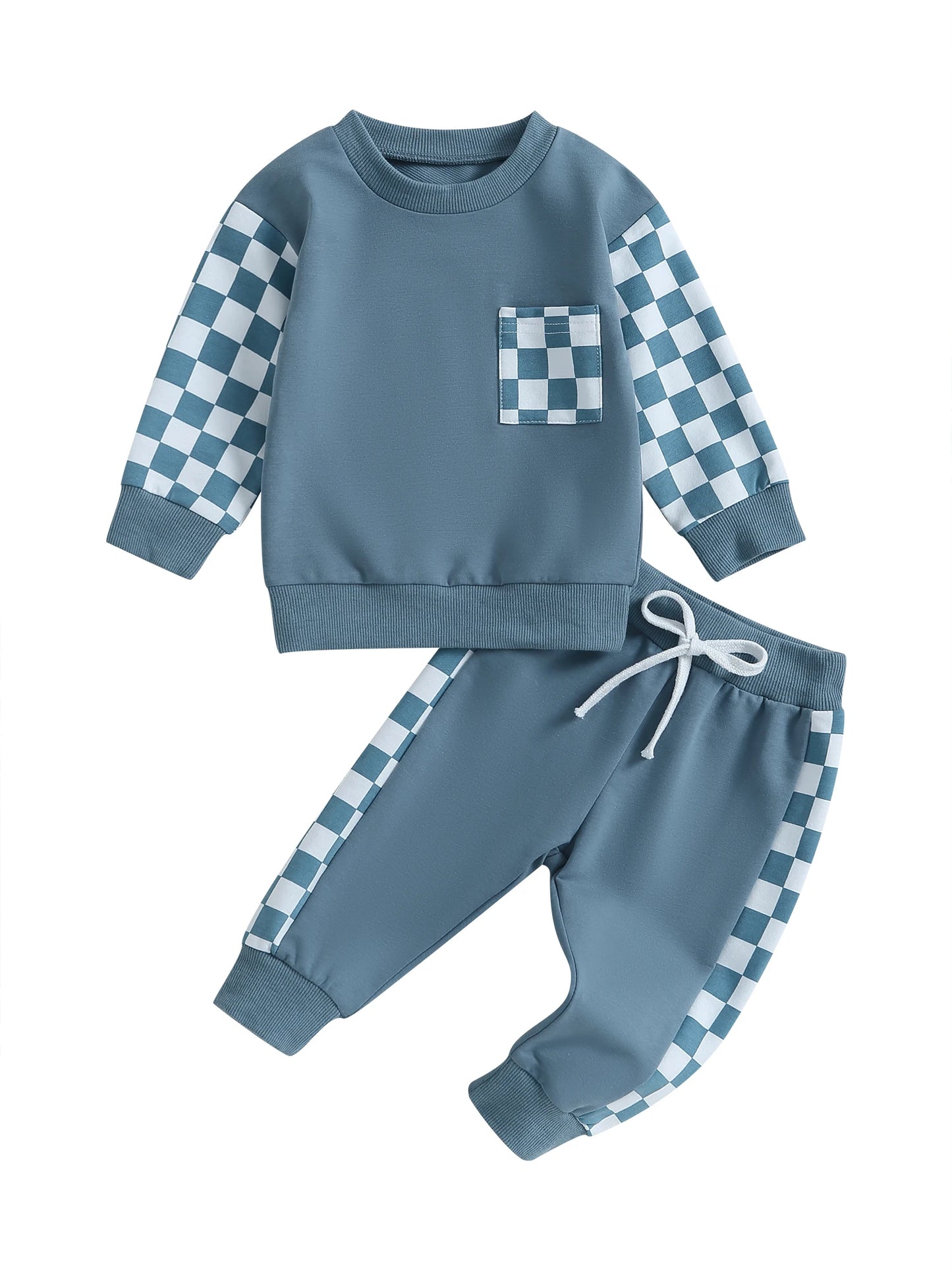 Adorable 2-Piece Toddler Boy s Outfit with Raglan Lattice Top and Drawstring Pants - Perfect for Newborns and Infants from 0-3T